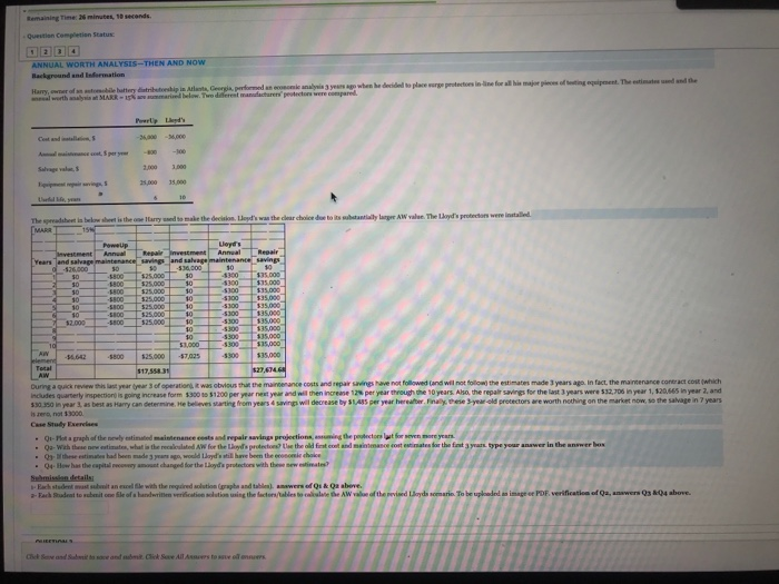  Remaining Time minute, seconds Question completion Status ANNUAL WORTH ANALYSIS-THEN AND