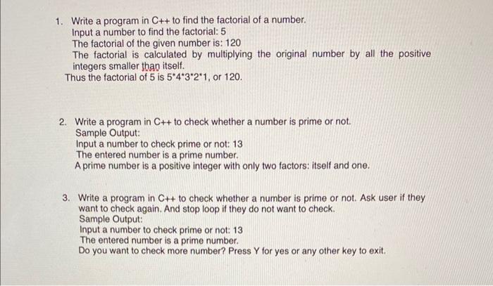 answer all in C++ 1. Write a program in C++ to find