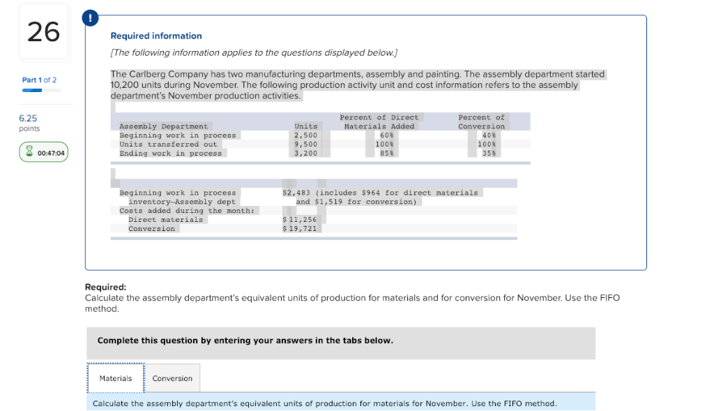 units of production for materials for November. Use the FIFO method. Equivalent