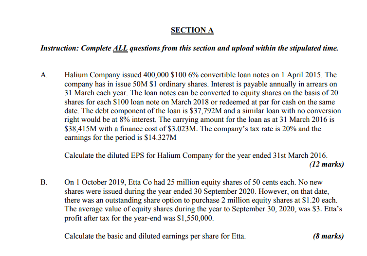  SECTION A Instruction: Complete ALL questions from this section and upload