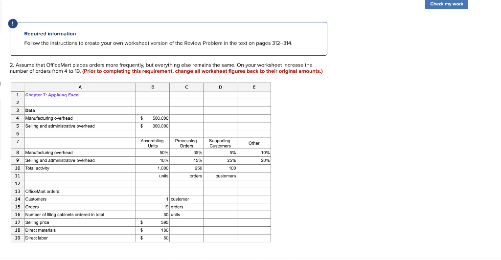 Check my work Required information Follow the instructions to create your