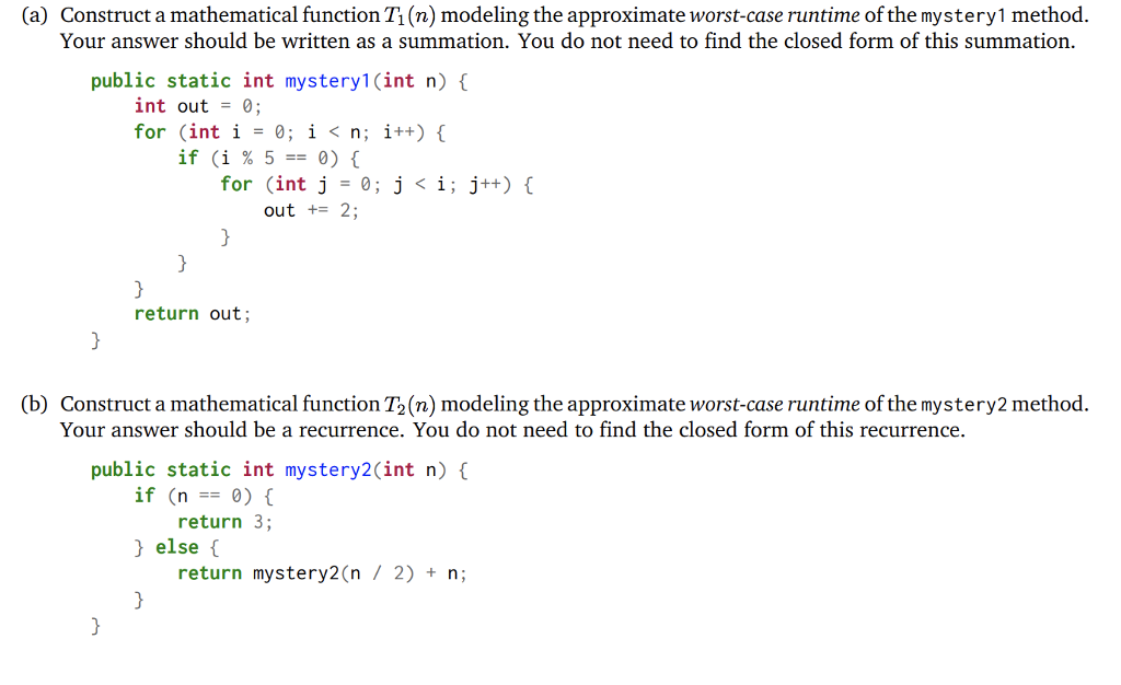  (a) Construct a mathematical function Ti (n) modeling the approximate worst-case