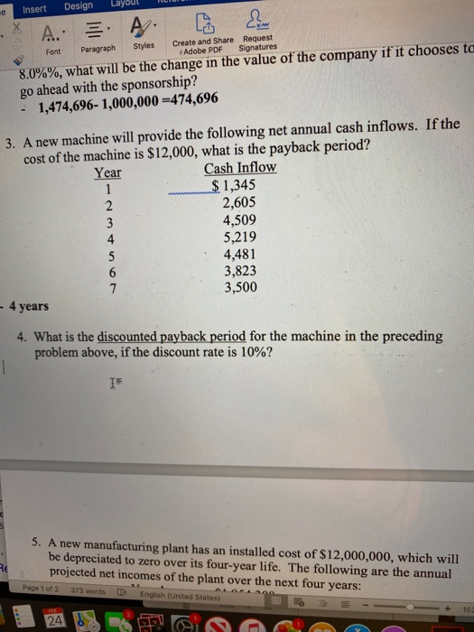 question 4 Insert Design Layout A C ine Font Paragraph Styles Create