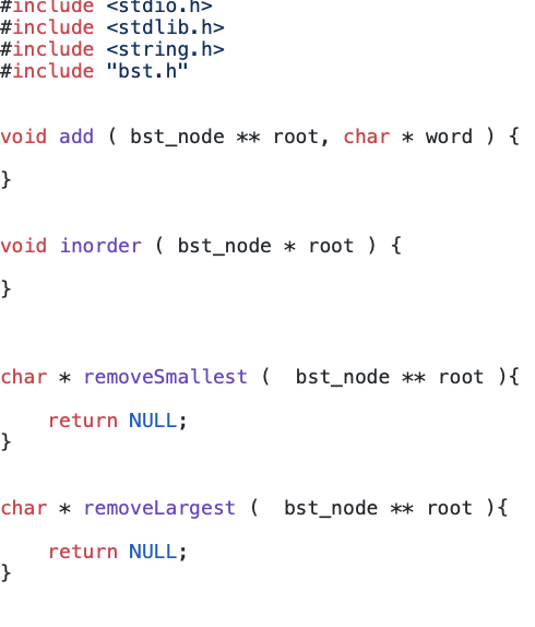  Implement the functions in the first image so that when they