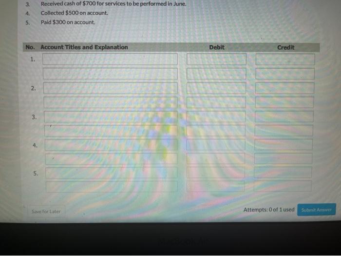 the following transactions during the first week of May. Record the following