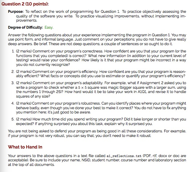 show me a code screenshot? Question 1 (10 points) Purpose: To build