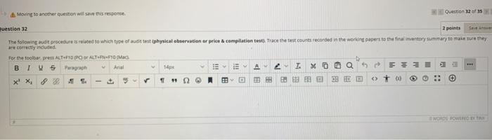 31 The following audit procedure is related to which type of attest
