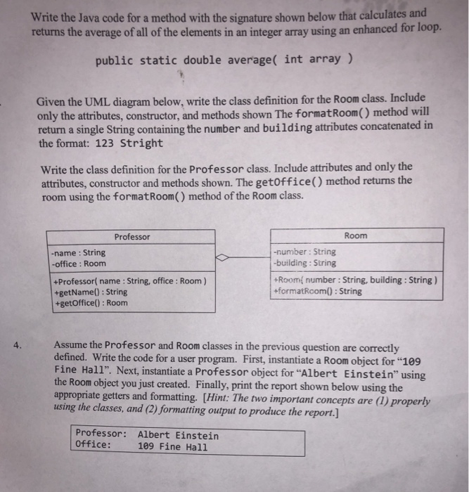  Write the Java code for a method with the signature shown