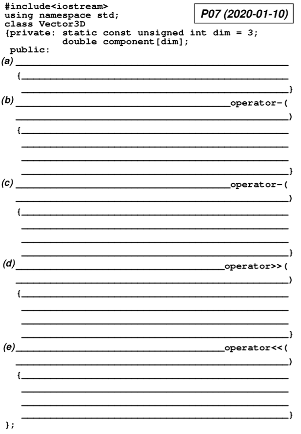 standard constructor initialising a zero vector 0, (b) an overloaded friend unary