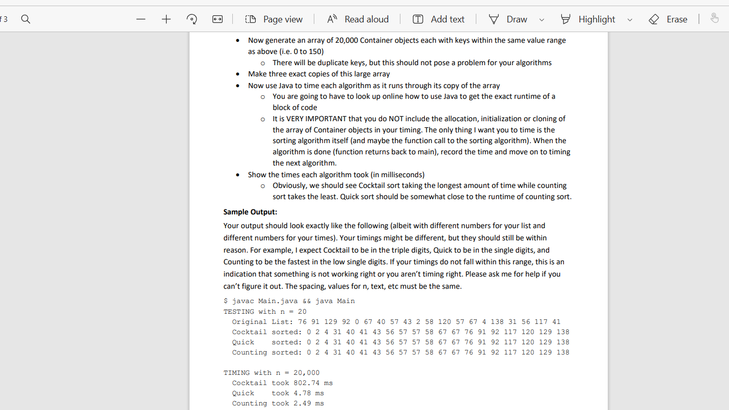 the solutions I'm given Create the SortAlgs file and Main file separately