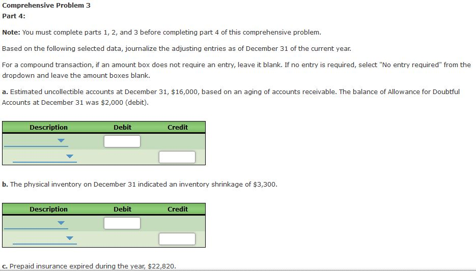 miscellaneous selling expense, $570; miscellaneous administrative expense, $880. Description Debit Credit office