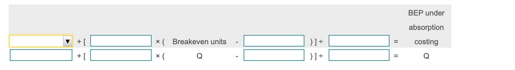 the top half of the income statement first, then complete the bottom