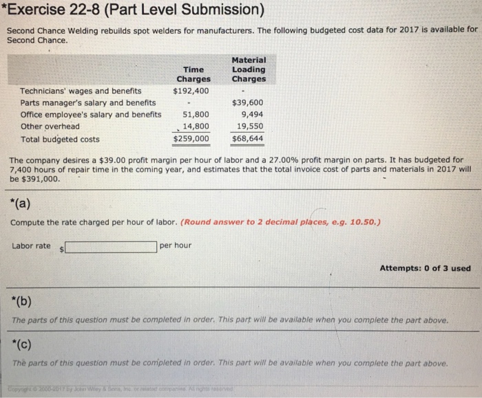 Exercise 22-8 b. compute th material loading percentage. c. Pace corporation has