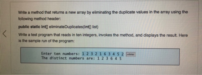  Write a method that returns a new array by eliminating the