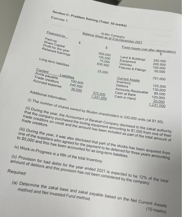  Section c: Problem solving (Total: 10 marks) Exerciso 1: (ii) trade