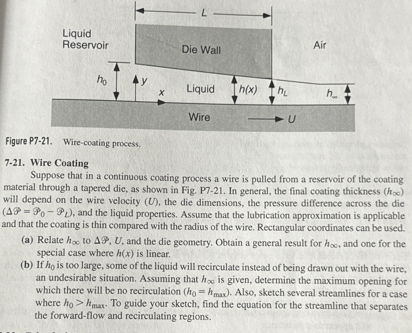  Figure P7-21. Wire-coating process. 7-21. Wire Coating Suppose that in a