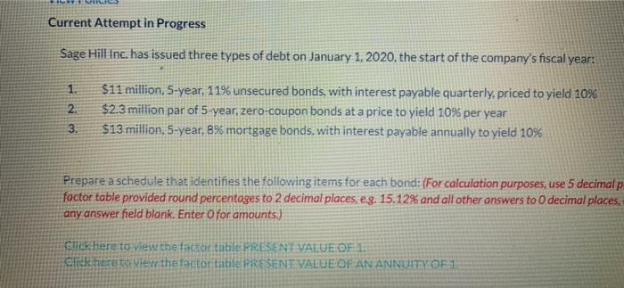  Current Attempt in Progress Sage Hill Inc. has issued three types