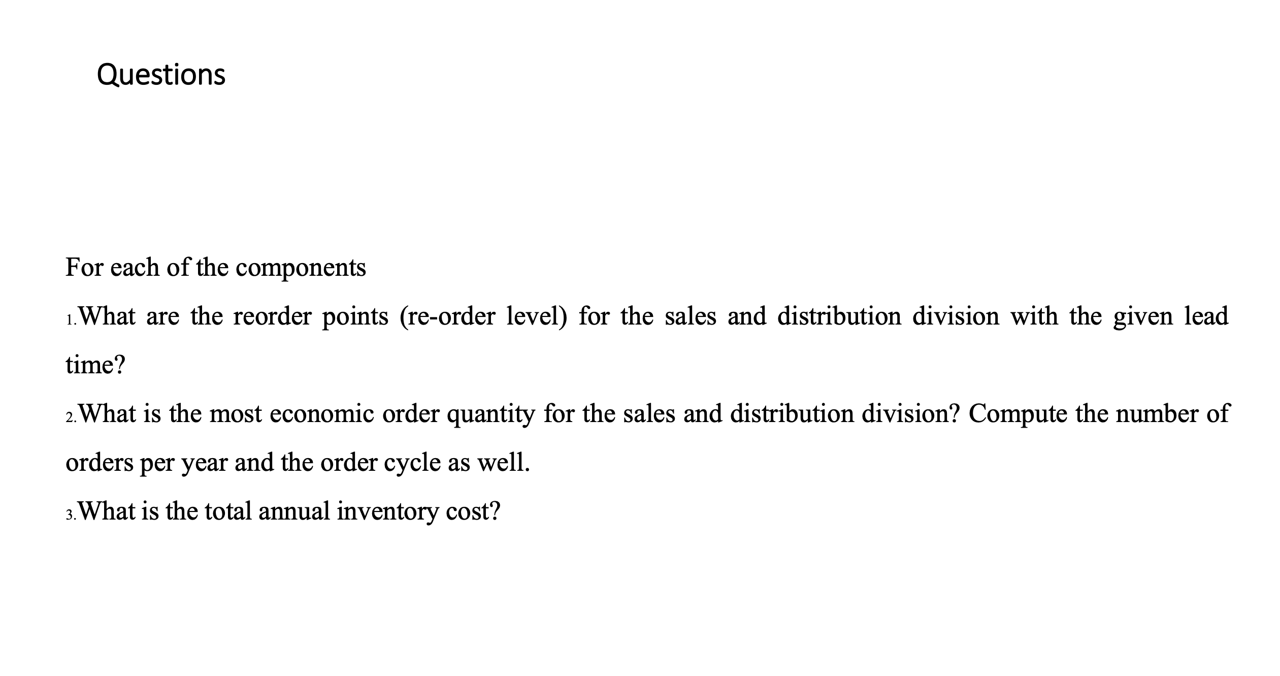 \end{tabular} & PD & DS/Q & QH/2 & Total cost \\ \hline