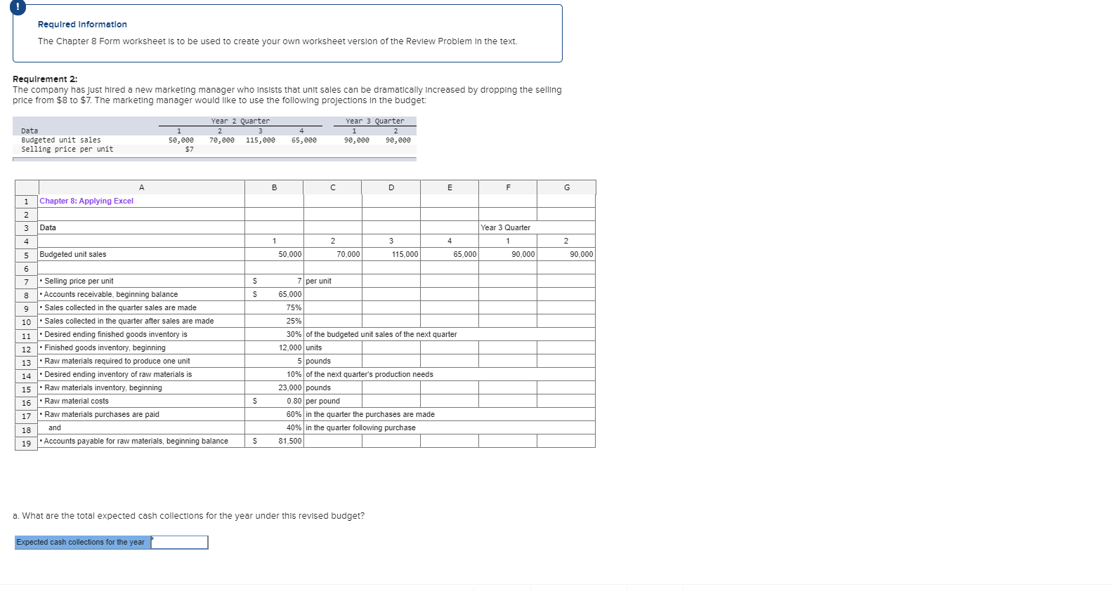  Required Information The Chapter 8 Form worksheet is to be used