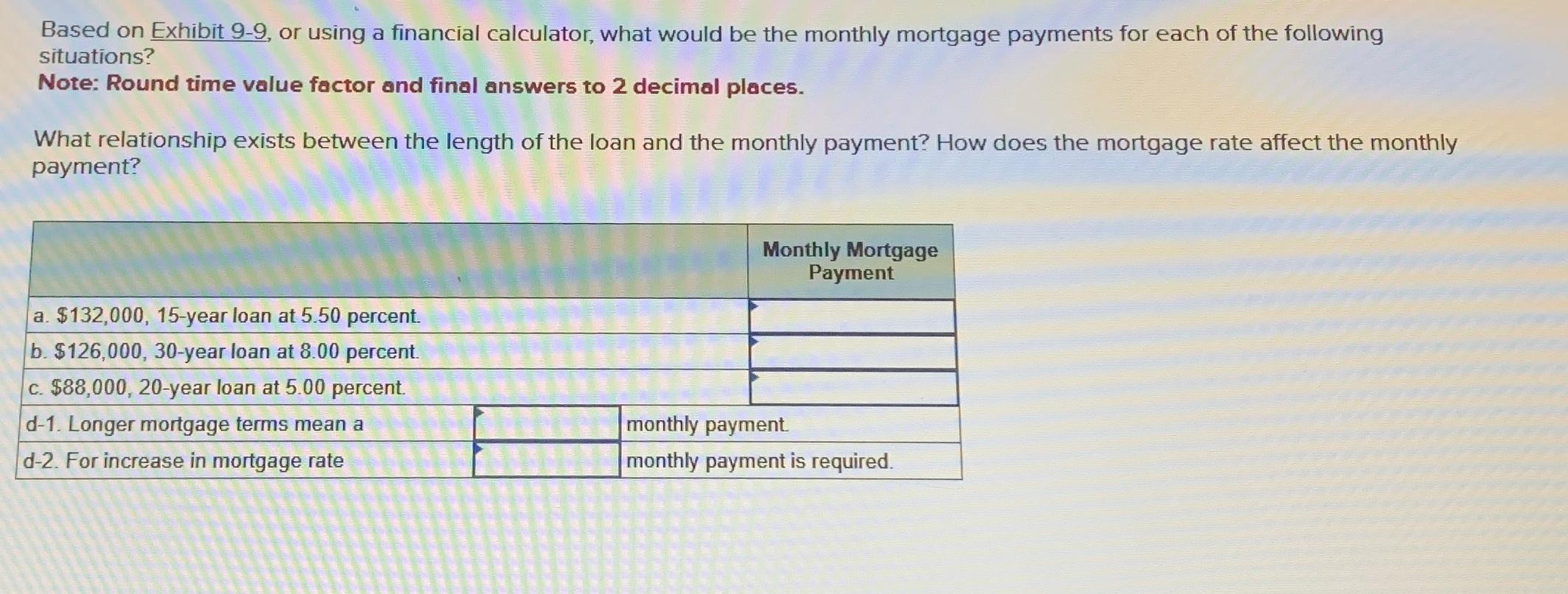  Based on Exhibit 9-9, or using a financial calculator, what would