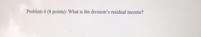 use this page to show your work) The following information is provided