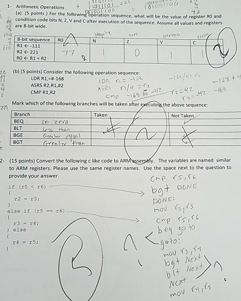  please explain 1- Arithmetic Operations 010010O (a) (5 points ) For