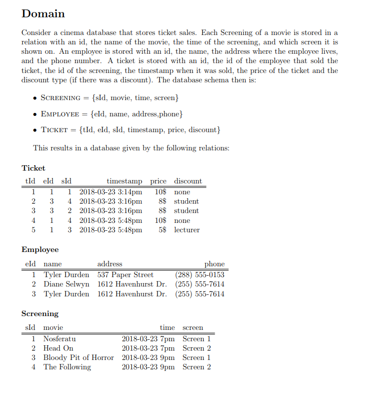 (3 points) What does the following SQL query return? SELECT name FROM