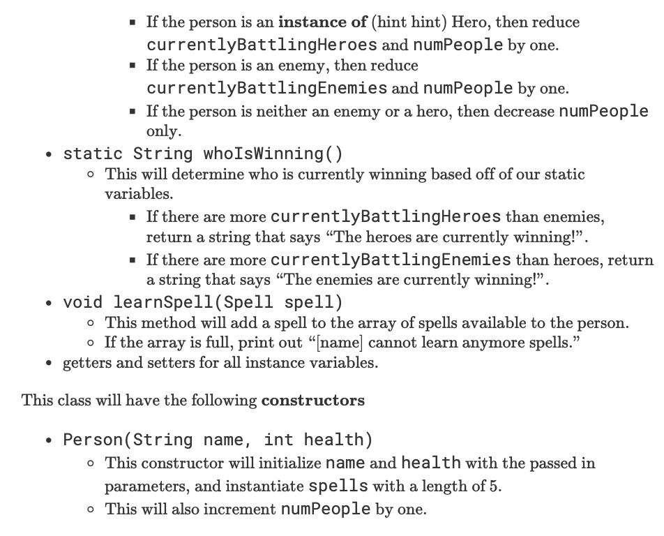 will contain the following protected variables String name: this will represent the