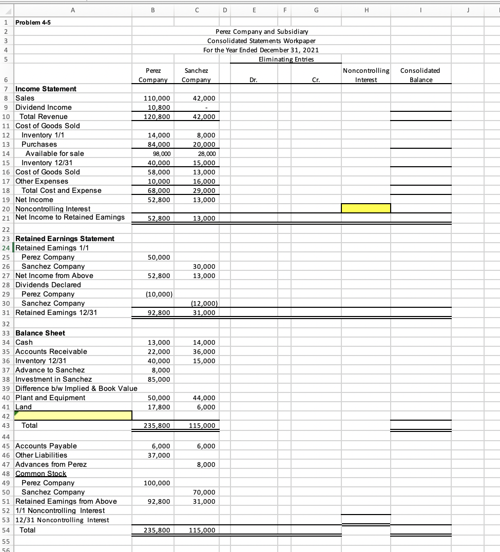by Perez to account for its investment in Sanchez Company? How can