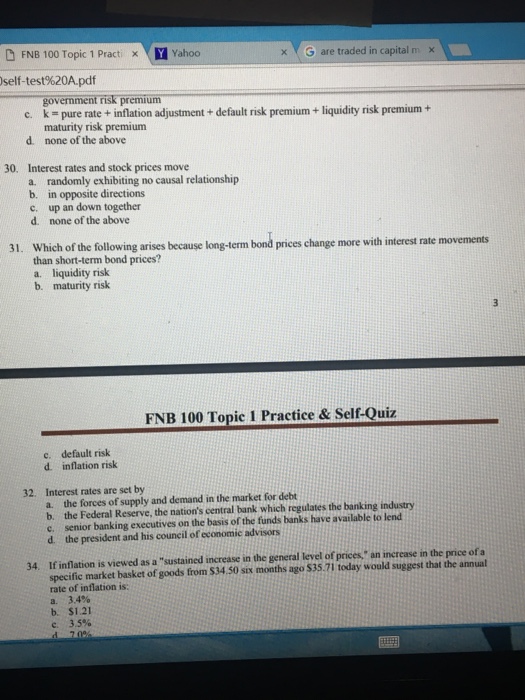  FNB 100 Topic 1 Practi Yahoo x e G are traded