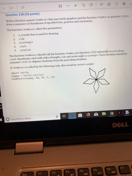  5 of 7 Question 11B (10 points) Write a function named