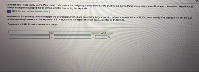  Consider how Rouse Valey Spring Park Lodge could use capital budgeting