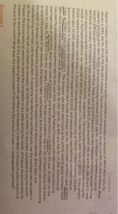  I only need questions E. Total the Job cost sheets F.