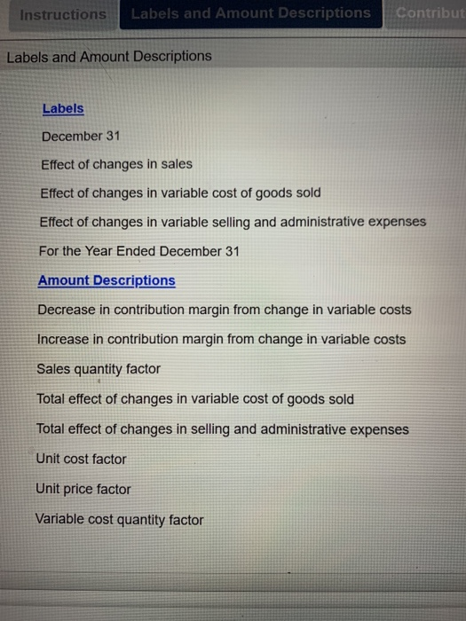 500.00 (140,000.00) 101.500.00 Total variable costs Contribution margin analysis-variable costs Instructions Labels
