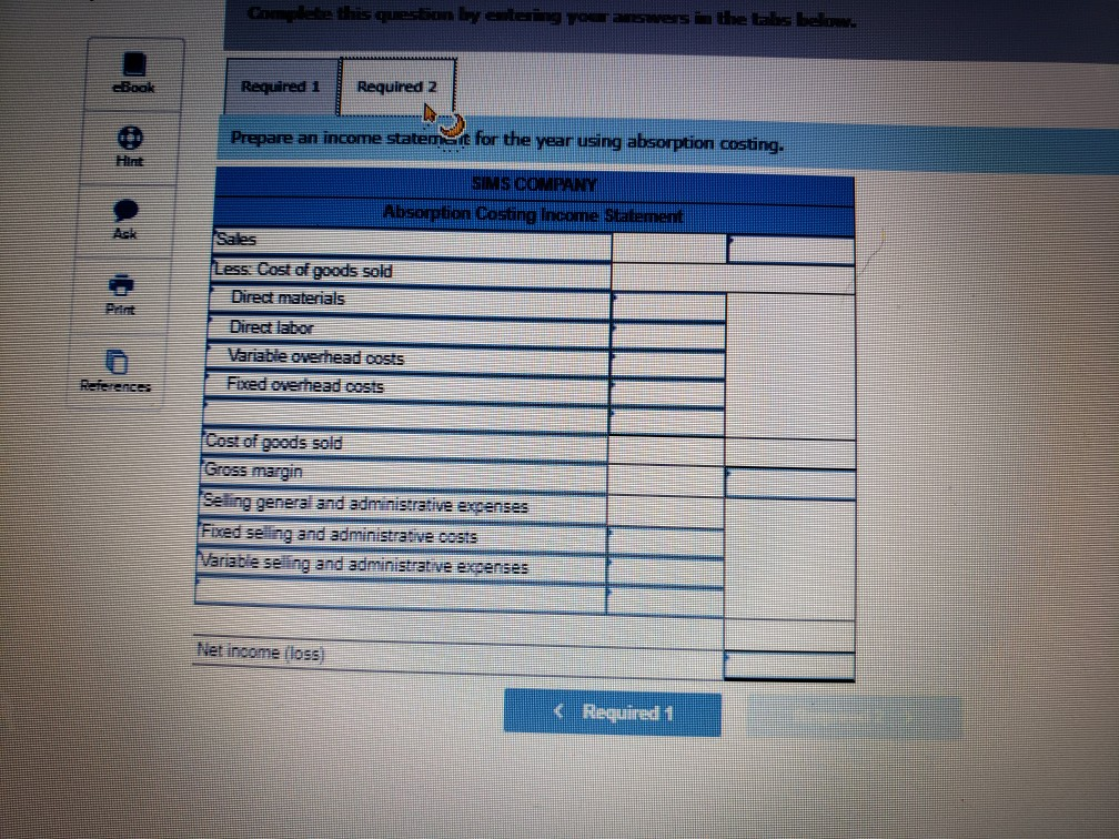 1, 2019. Its cost and sales Information for this year follows. Manufacturing