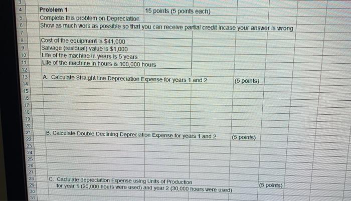  4 Problem 1 15 points (5 points each) 5 Complete this