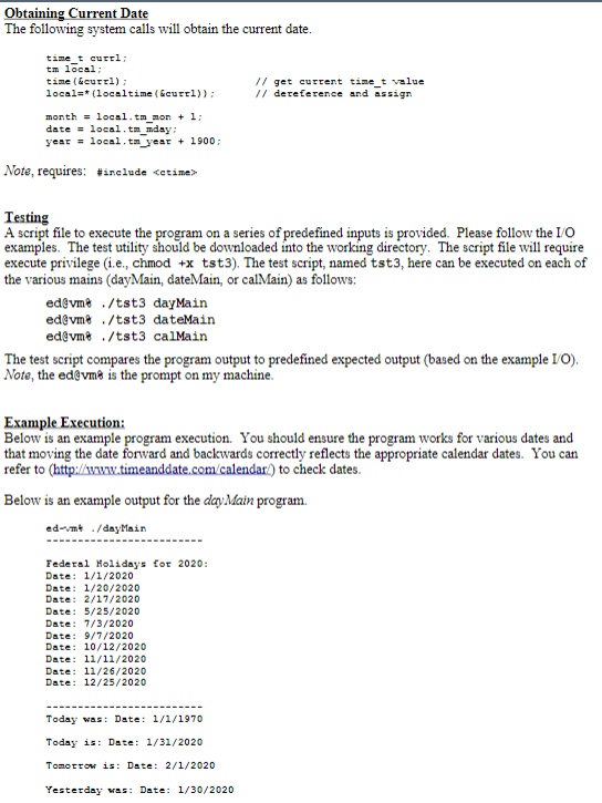 to provide a series of calendar date support functions., dayType, dateType, and