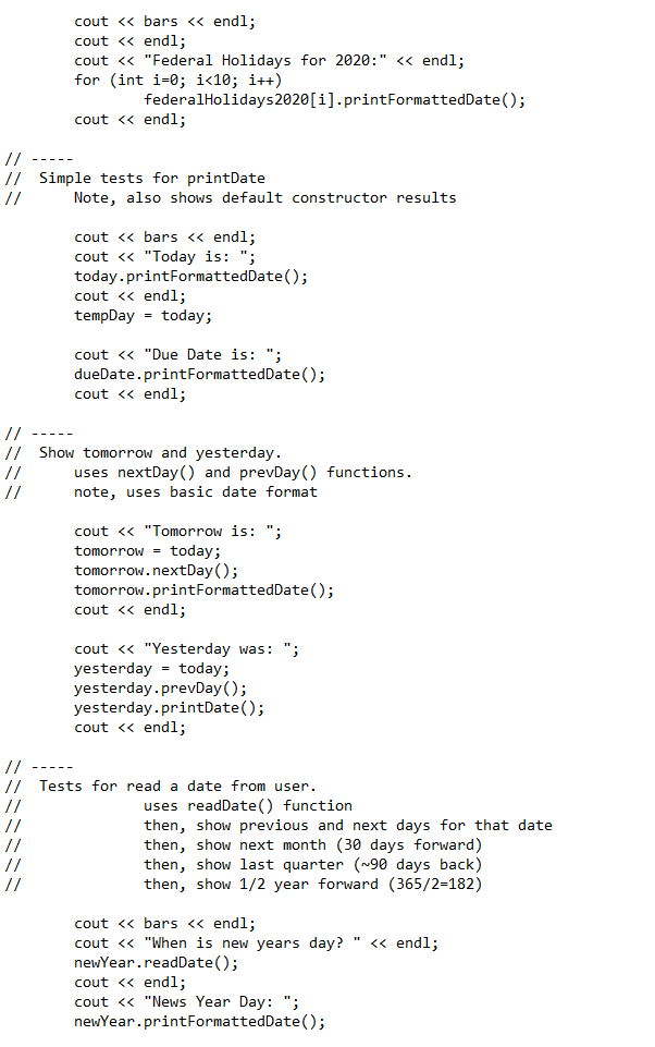 : void #isleapYear (int) const: bool #daysInMonth (int, int) const: int SEPTEMBER