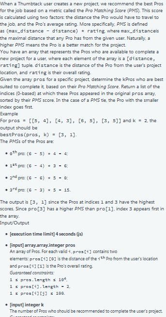  Complete the function below: (Code in C++) When a Thumbtack user
