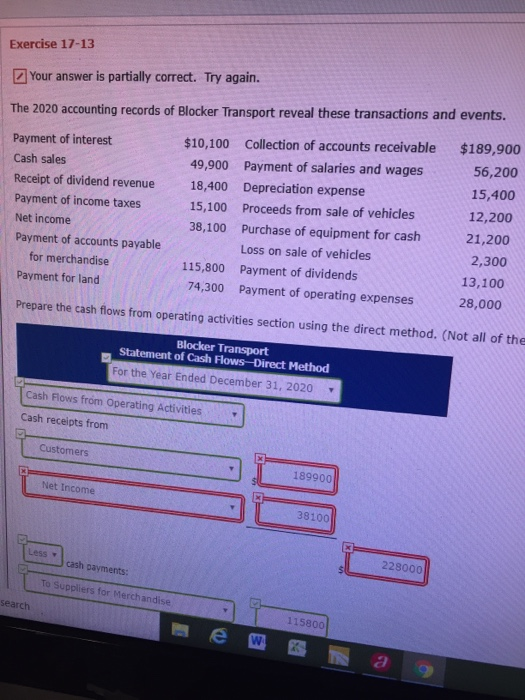  Exercise 17-13 Your answer is partially correct. Try again. The 2020
