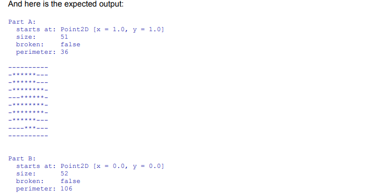 piC = PartImage.exampleC(); PartImage piD = PartImage.exampleD(); System.out.println(" Part A:"); System.out.println(" starts