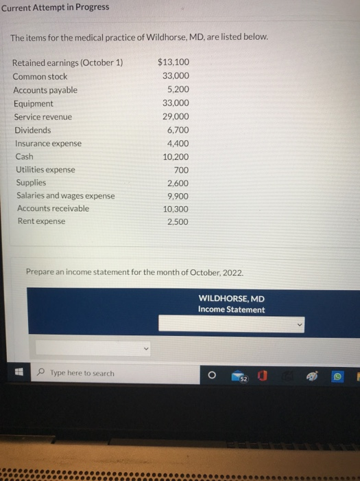  Current Attempt in Progress The items for the medical practice of