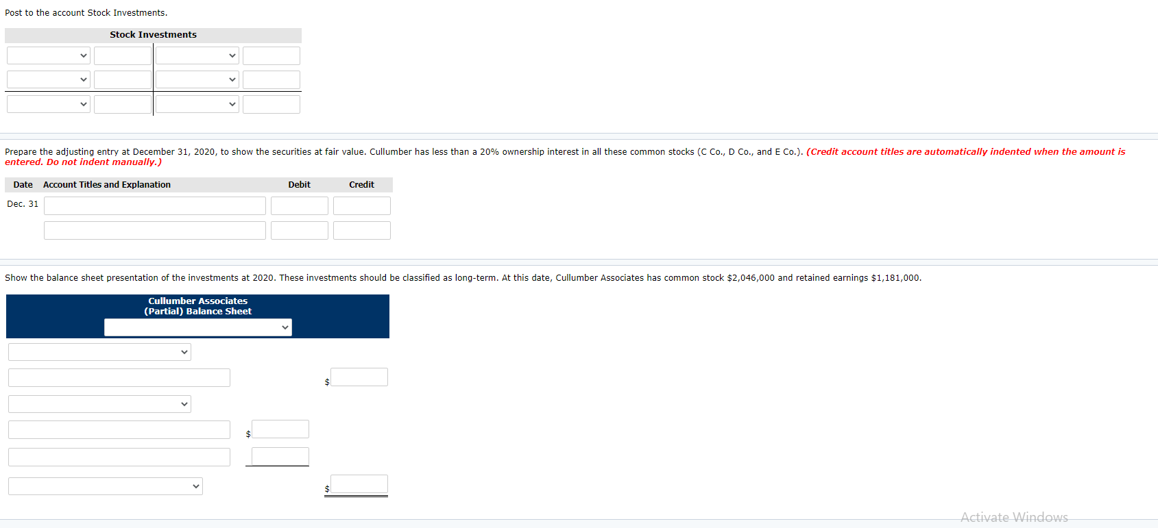 owned the following securities that are held as long-term investments. Cost Shares