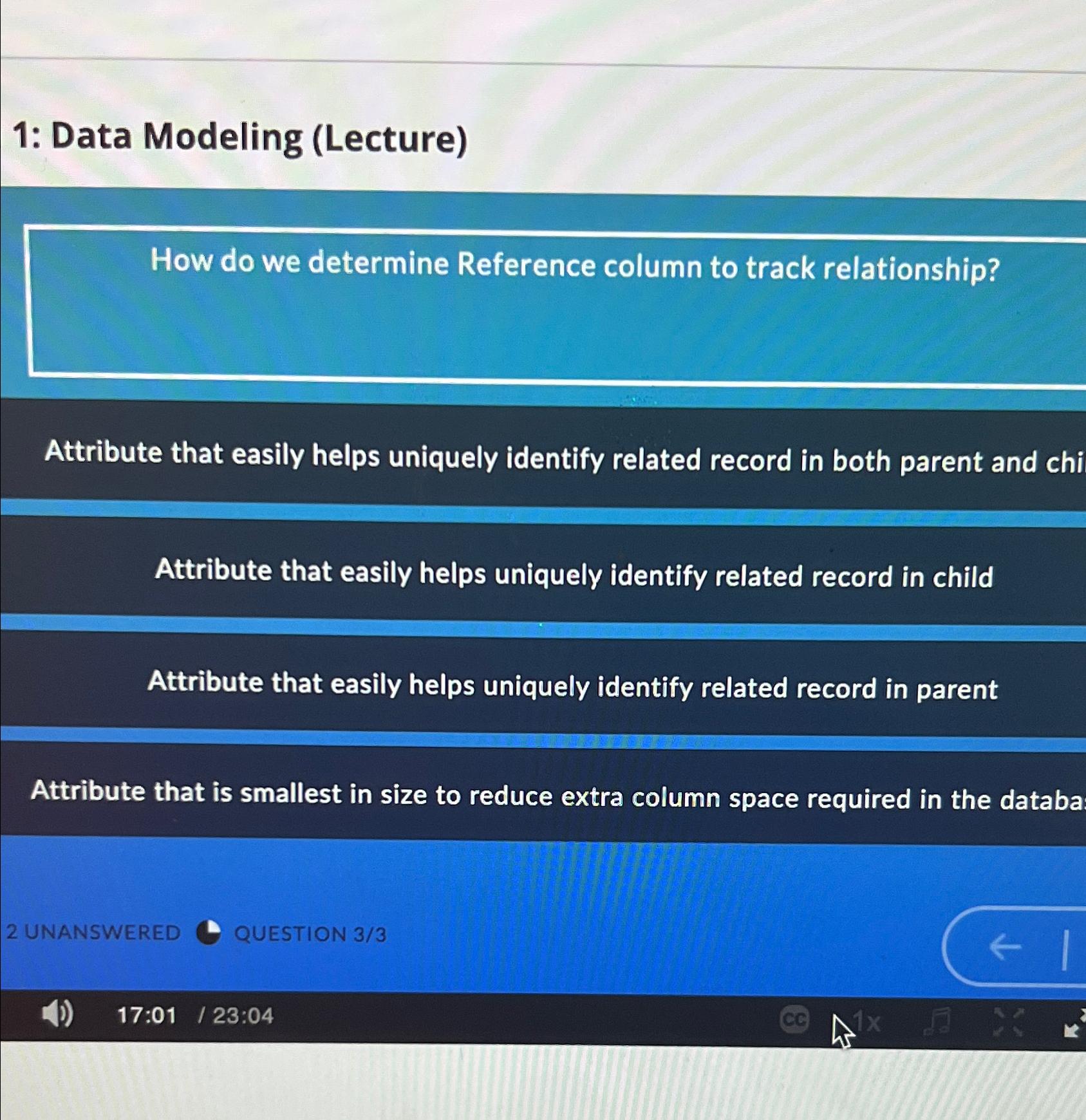  1: Data Modeling (Lecture) How do we determine Reference column to