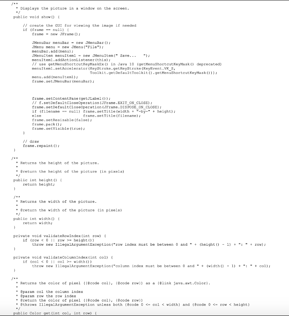 4. In your LoopsAndlmages class, implement the static methods specified below 5.