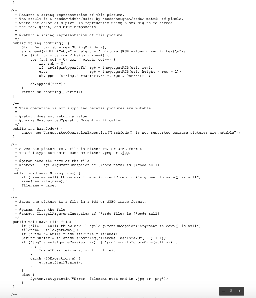 of what the method does and a @param for each parameter anda