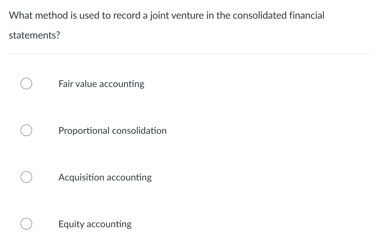 What method is used to record a joint venture in the