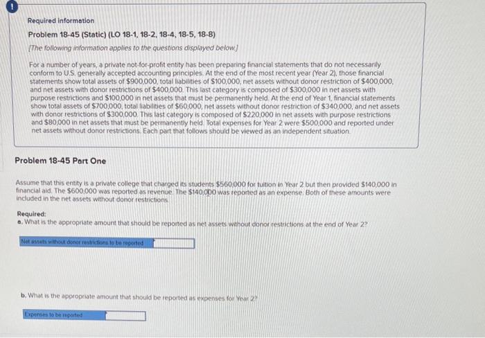  Required information Problem 18-45 (Static) (LO 18-1, 18-2, 18-4, 18-5, 18-8)