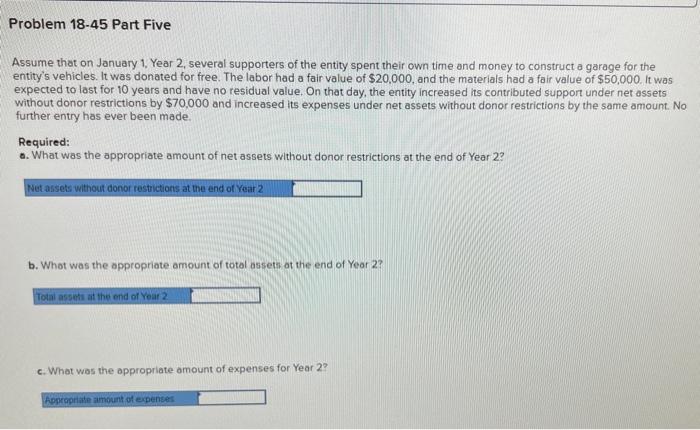 total liabilies of $60,000, net assets without donor restriction of $340,000, and