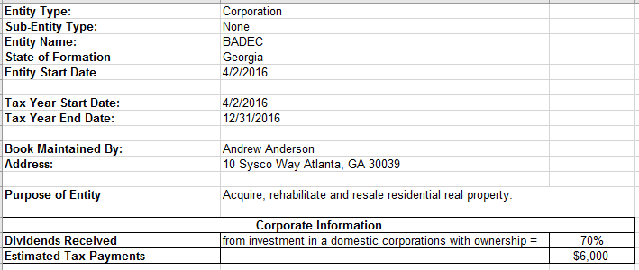 Using the information below. fill out FORM 1120 (2018 year). The form